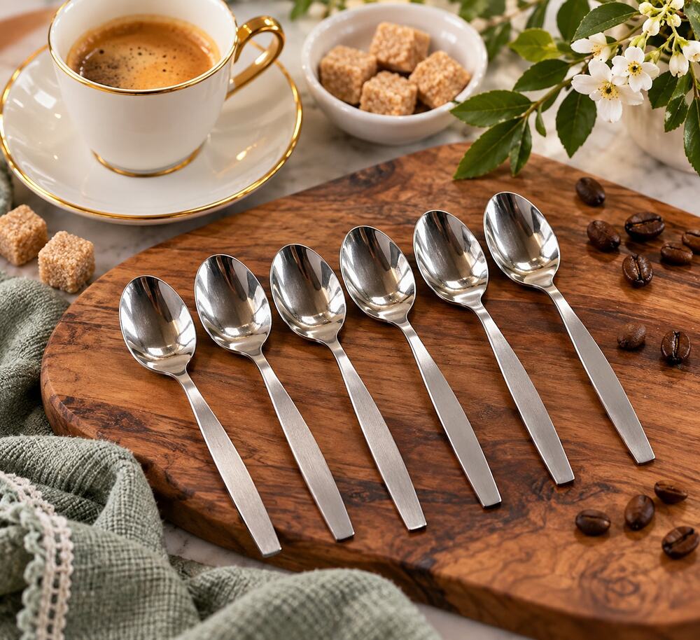 Viners Profile Stainless Coffee Demitasse Spoons Korea Vintage Set of 6 5 Inch